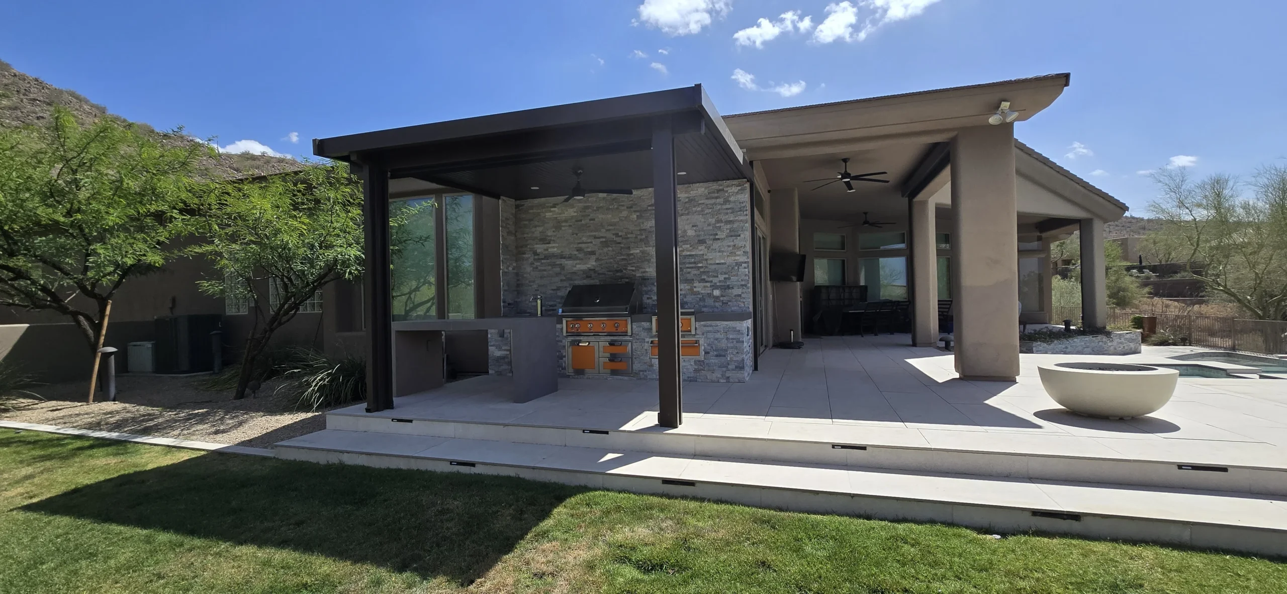 Custom outdoor living space designed and built by Trinity Design Build in Phoenix Arizona